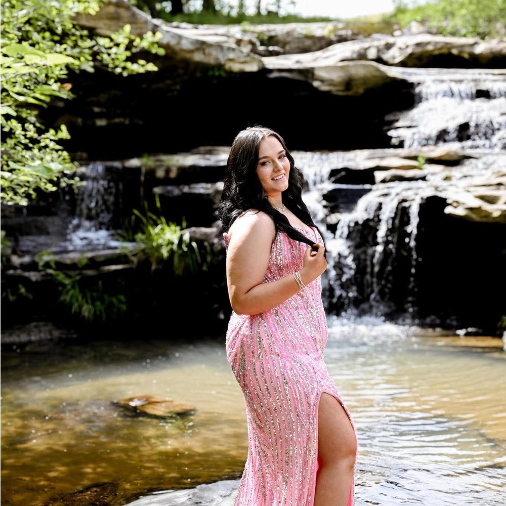 VIP Pink Sequin Prom Dress